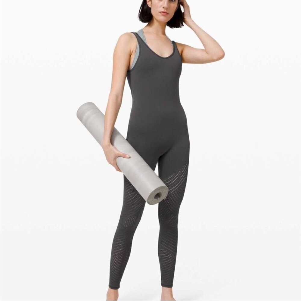 Lululemon Gray Reveal Laser Cut Out Activewear Sleeveless Jumpsuit